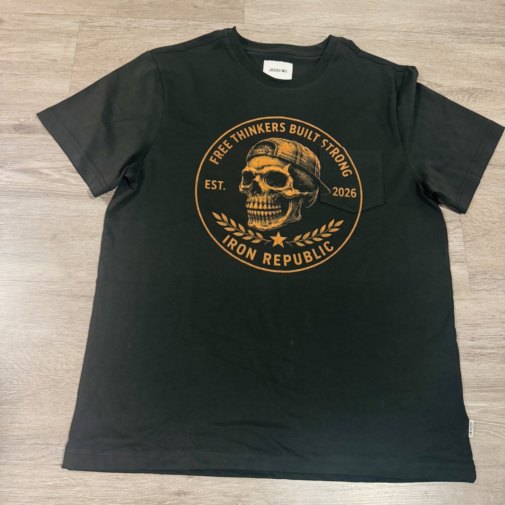 Jason Wu Mens Skull Graphic Pocket T-Shirt Black Iron Republic Size Large NWOT